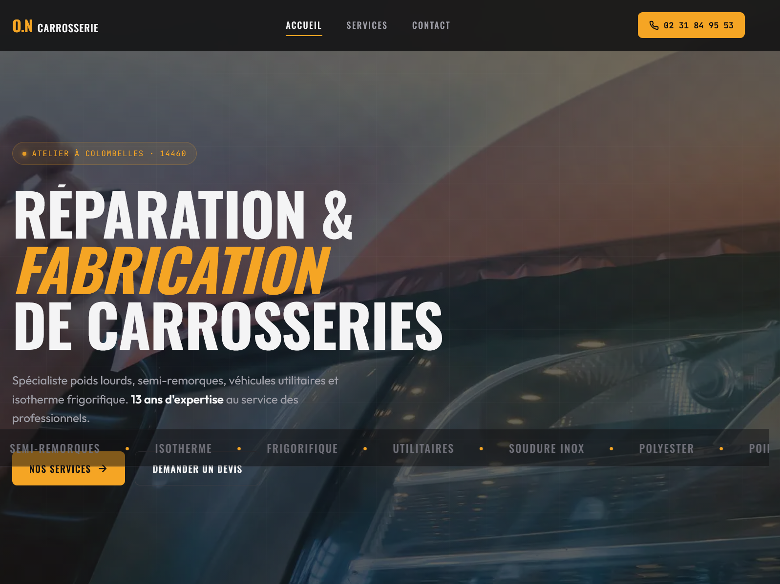 Image du site web O.N Carrosserie