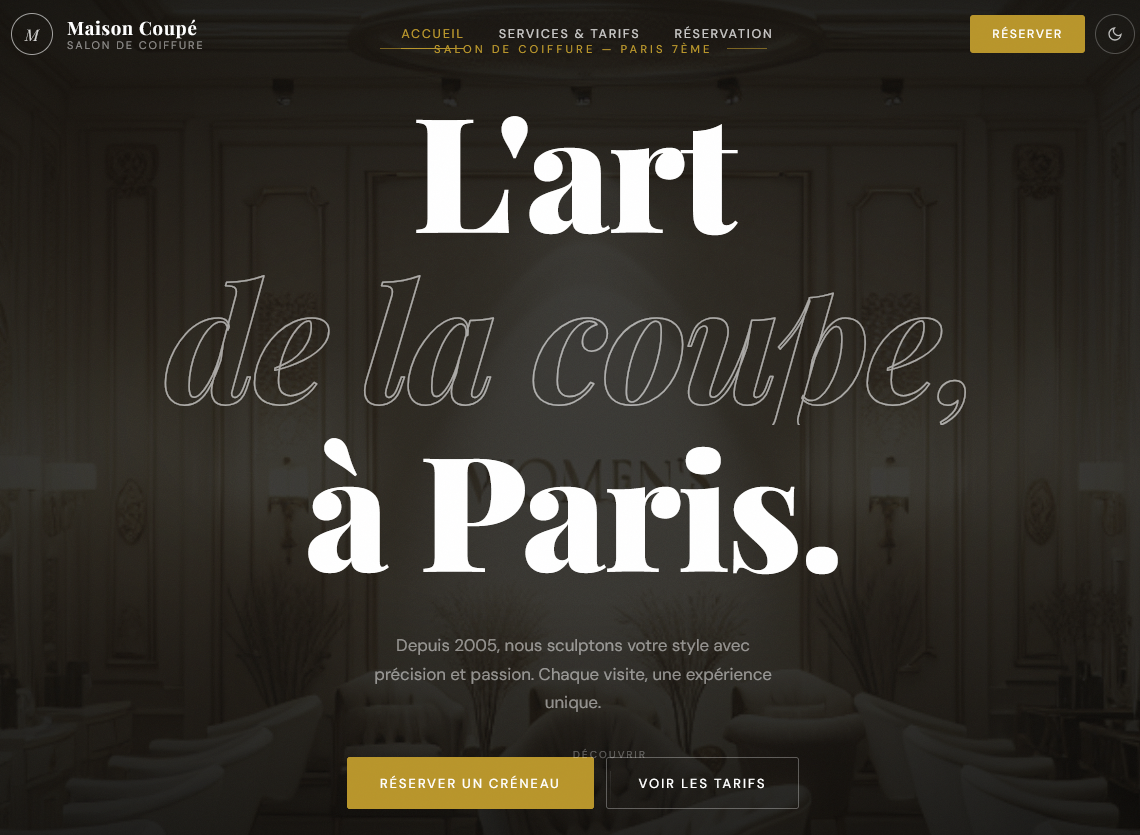 Image du site web de salon de coiffure