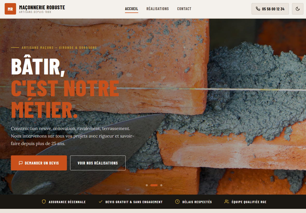 Image du site web de maçonnerie